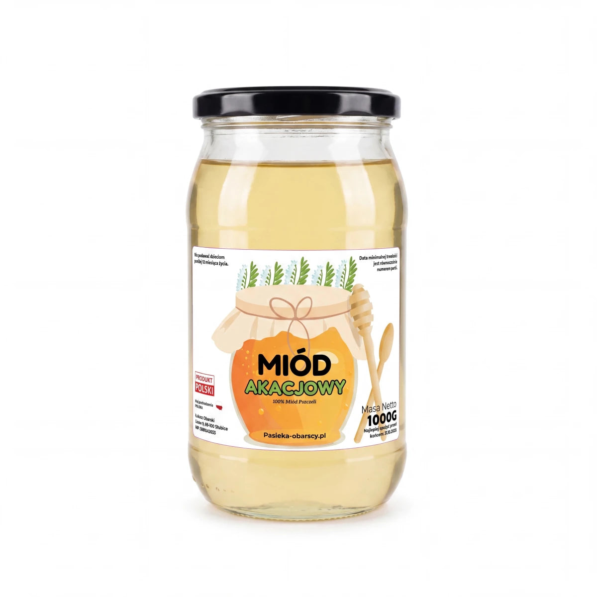 Miód Akacjowy 1000g - Pasieka Obarscy