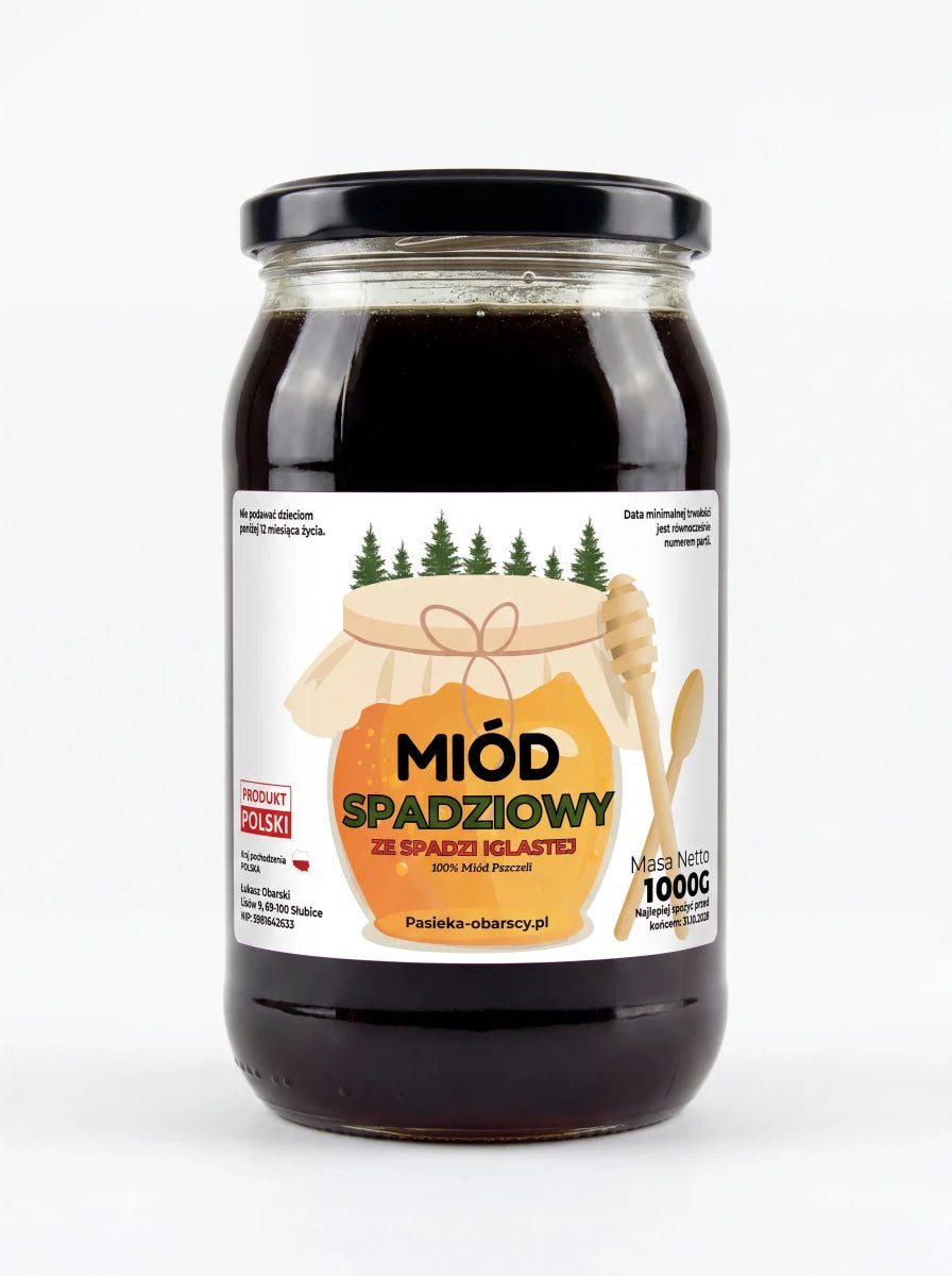 Miód Spadziowy Iglasty 1000g - Pasieka Obarscy