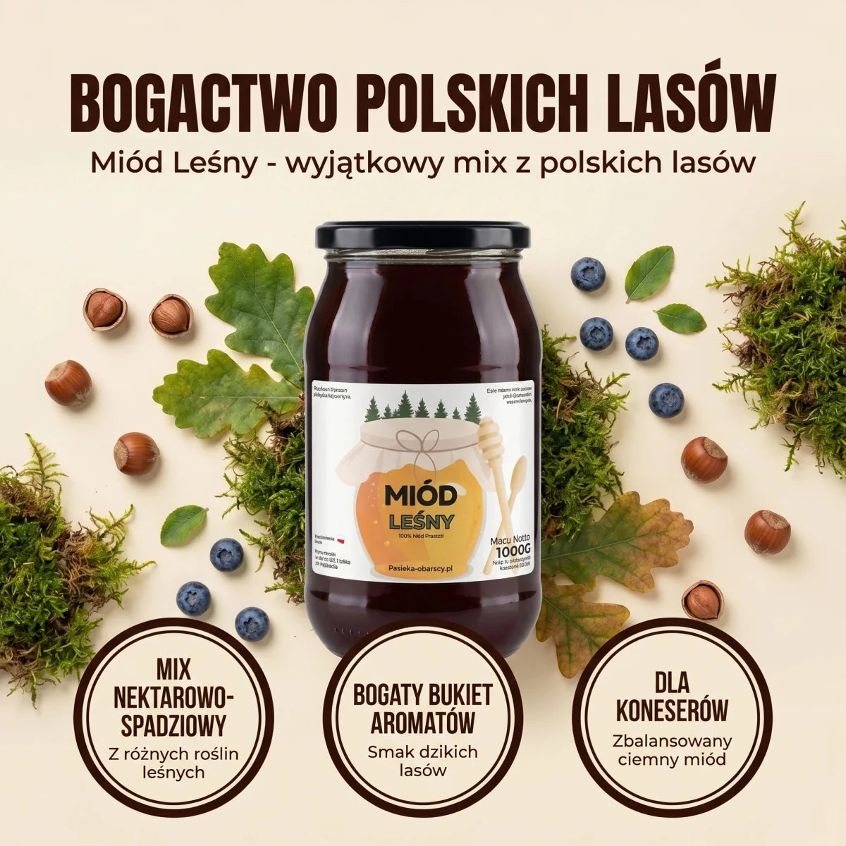 Miód Leśny 1000g - Pasieka Obarscy