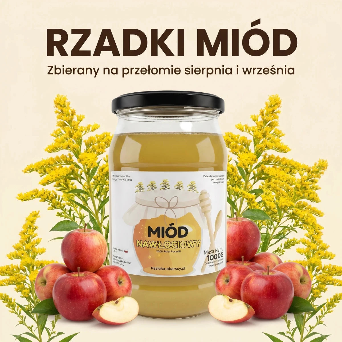Miód Nawłociowy 1000g - Pasieka Obarscy