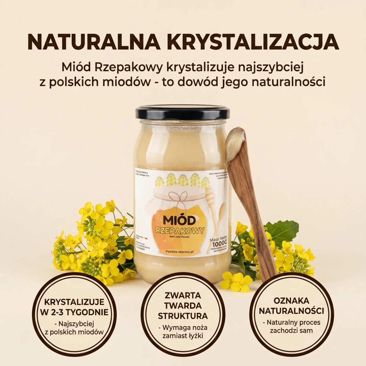 Miód Rzepakowy 1000g - Pasieka Obarscy