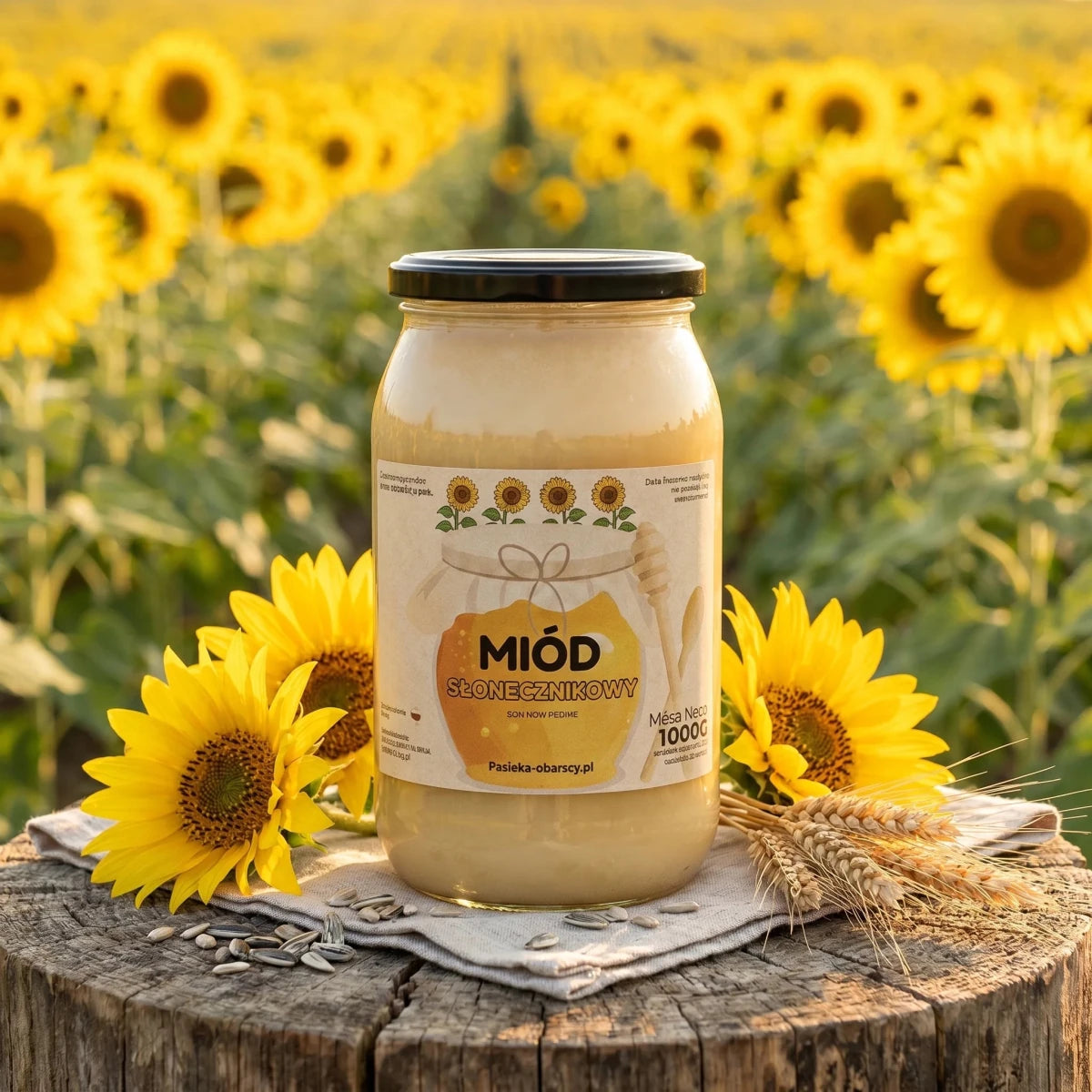 Miód Słonecznikowy 1000g - Pasieka Obarscy