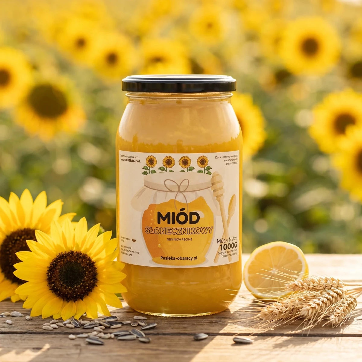 Miód Słonecznikowy 1000g - Pasieka Obarscy
