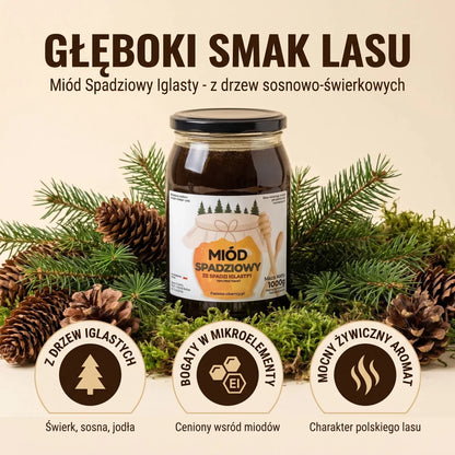 Miód Spadziowy Iglasty 1000g - Pasieka Obarscy