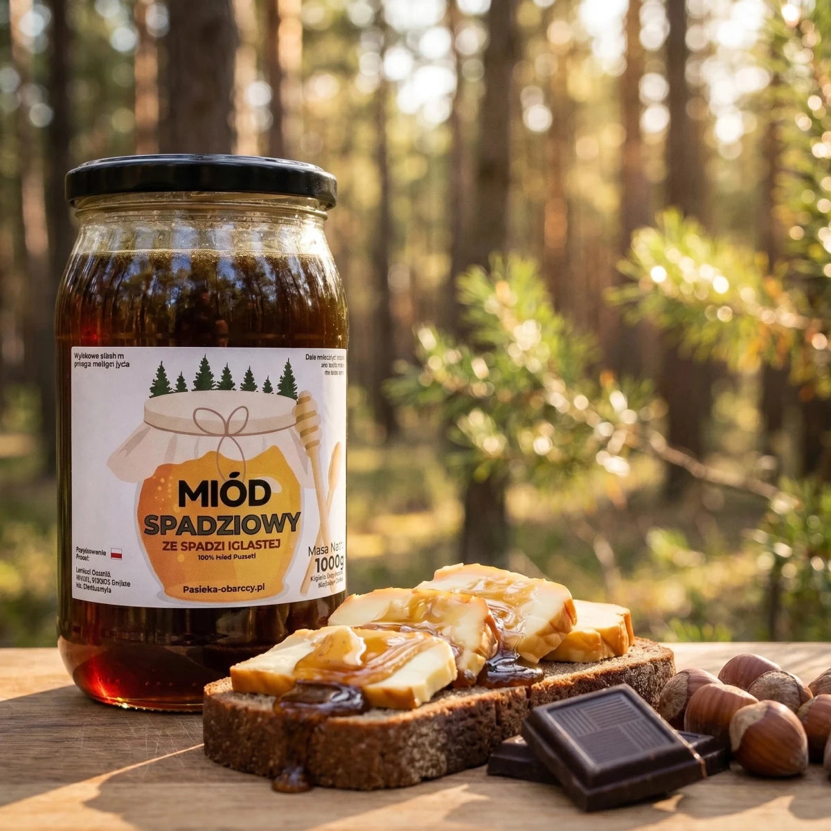 Miód Spadziowy Iglasty 1000g - Pasieka Obarscy