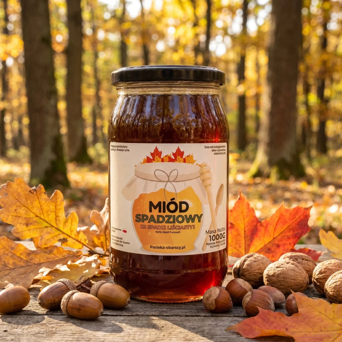 Miód Spadziowy Liściasty 1000g - Pasieka Obarscy