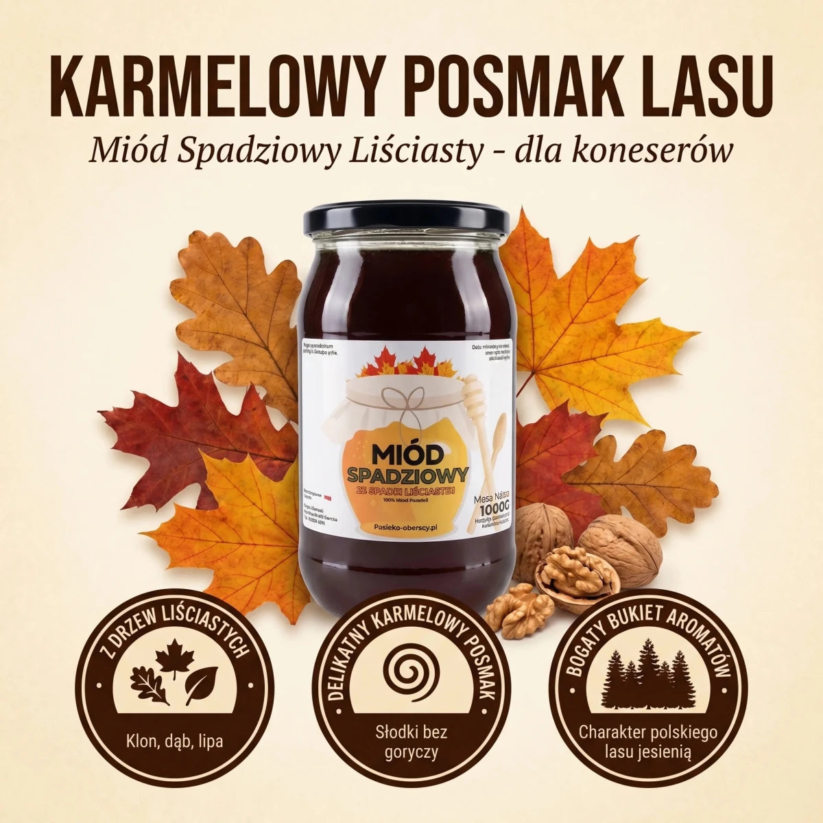 Miód Spadziowy Liściasty 1000g - Pasieka Obarscy