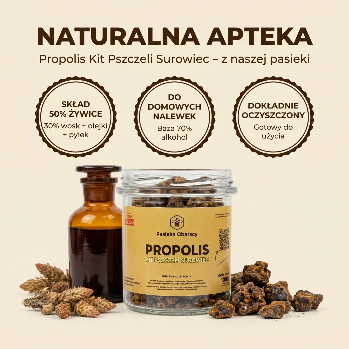 Propolis 50g (Kit pszczeli surowiec) - Pasieka Obarscy
