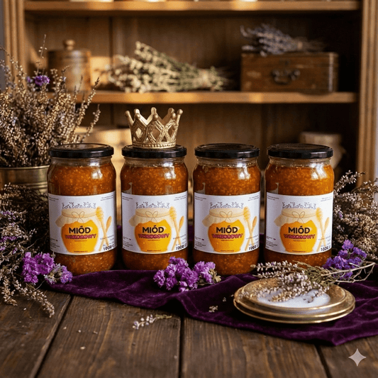 Zestaw Miodów "Królewski Wybór" – 4x Miód Wrzosowy 👑 (Z Polskich Wrzosowisk) - Pasieka Obarscy